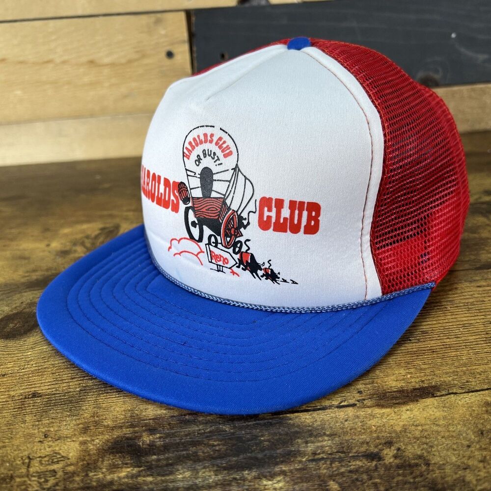 Harolds Club Reno Casino Vintage Snap Back Trucker Hat Mesh Cap